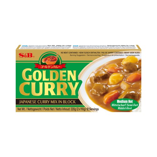 S&B Plant-Based Golden Curry Sauce Mix: Medium Hot